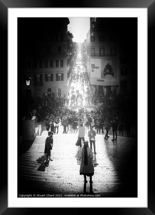 The Spanish Steps in black and white, Rome italy Framed Mounted Print by Stuart Chard
