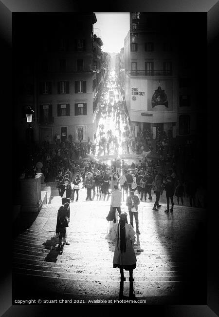 The Spanish Steps in black and white, Rome italy Framed Print by Travel and Pixels 
