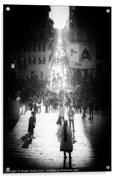 The Spanish Steps in black and white, Rome italy Acrylic by Travel and Pixels 