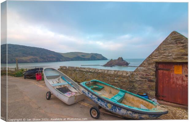 Hope Cove fisherman’s store  Canvas Print by Ian Stone