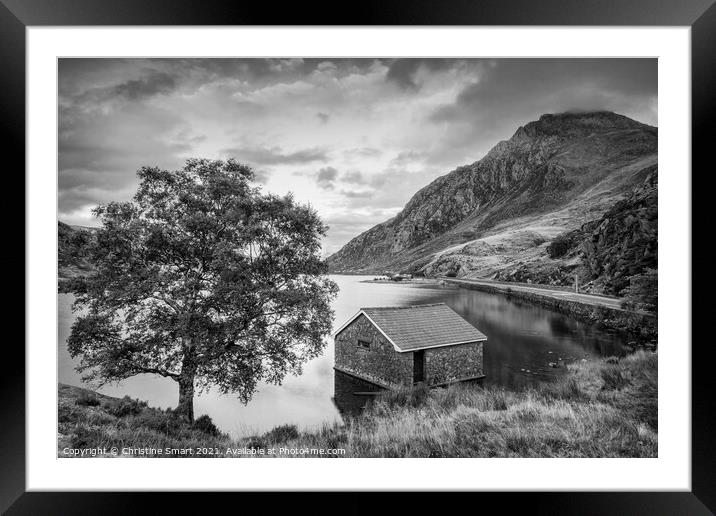Last Light at Llyn Ogwen - Snowdonia National Park Monochrome/Black and White Landscape North Wales Framed Mounted Print by Christine Smart