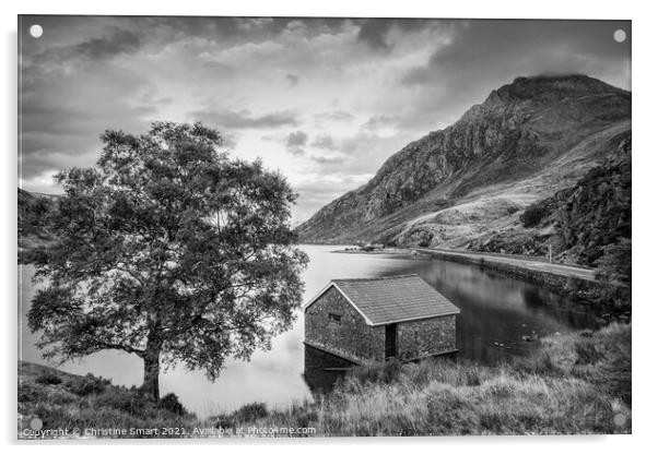 Last Light at Llyn Ogwen - Snowdonia National Park Monochrome/Black and White Landscape North Wales Acrylic by Christine Smart