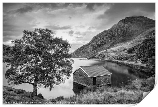Last Light at Llyn Ogwen - Snowdonia National Park Monochrome/Black and White Landscape North Wales Print by Christine Smart
