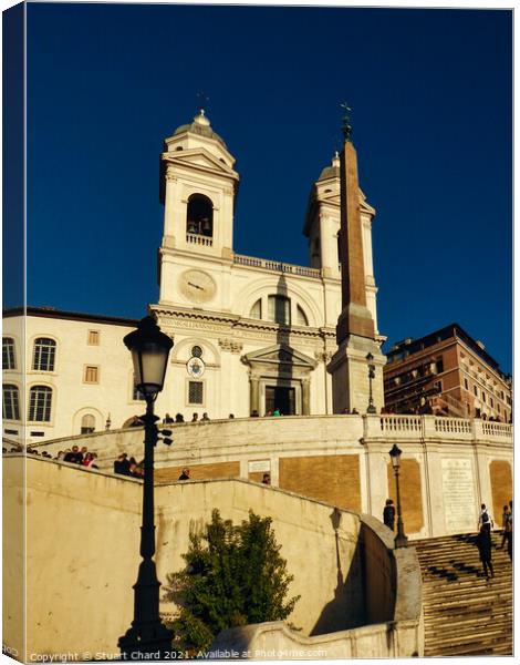 The Spanish Steps & church of Trinita dei Monti Ro Canvas Print by Stuart Chard