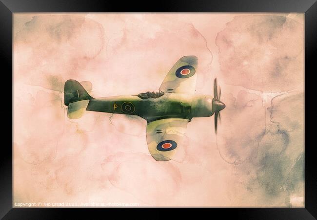 Hawker Fury Watercolour Sketch Framed Print by Nic Croad