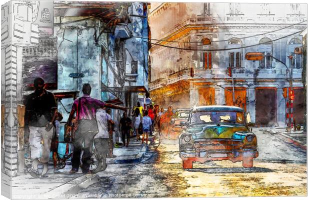 Havana, Cuba Street Scene Canvas Print by Nic Croad
