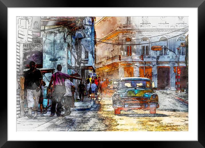 Havana, Cuba Street Scene Framed Mounted Print by Nic Croad