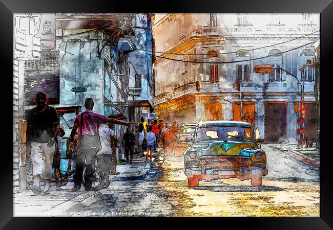 Havana, Cuba Street Scene Framed Print by Nic Croad