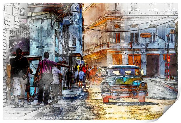 Havana, Cuba Street Scene Print by Nic Croad