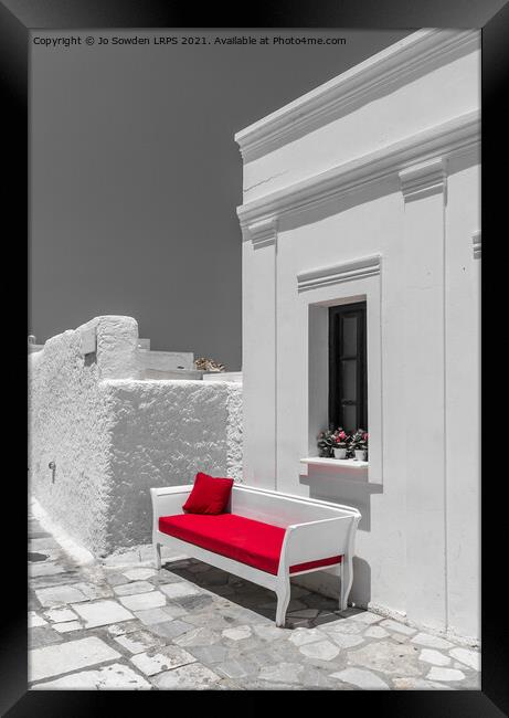 The Red Sofa Framed Print by Jo Sowden