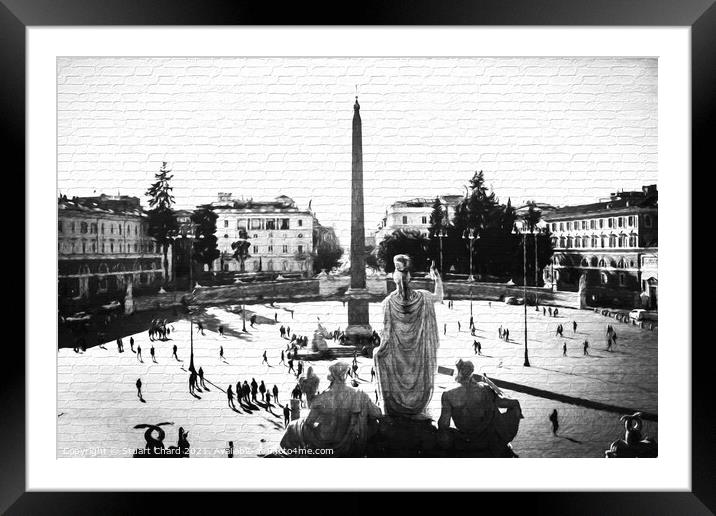 Panoramic Aerial view of Popolo Square artwork Framed Mounted Print by Stuart Chard