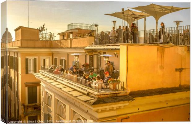 Al fresco dining in Rome Italy Canvas Print by Stuart Chard