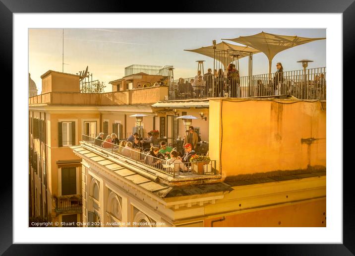 Al fresco dining in Rome Italy Framed Mounted Print by Stuart Chard
