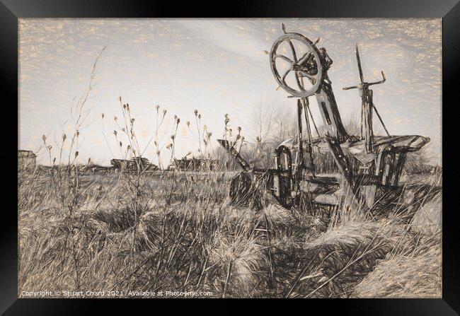 old english farm plough machine Framed Print by Stuart Chard