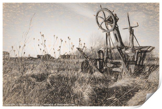 old english farm plough machine Print by Stuart Chard