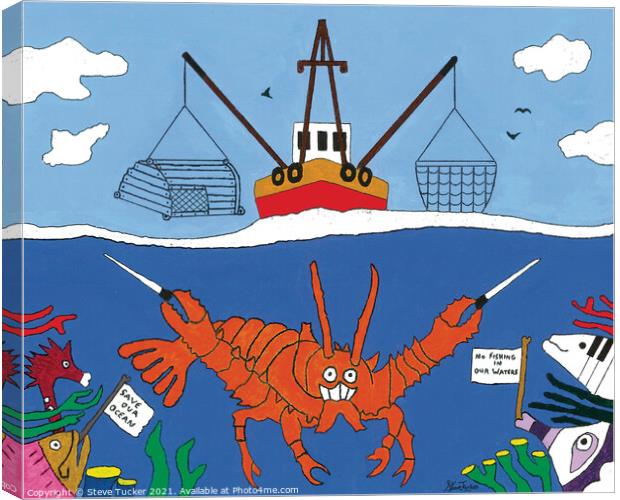 Lobster Fish. Original Acrylic Painting Print. Canvas Print by Steve Tucker