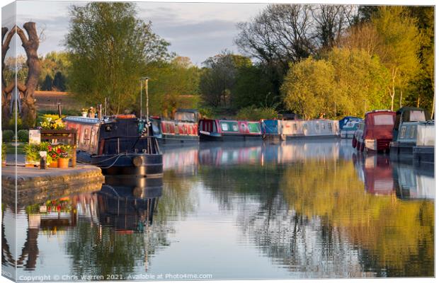 Early morning on the Oxford Canal Oxfordshire Canvas Print by Chris Warren