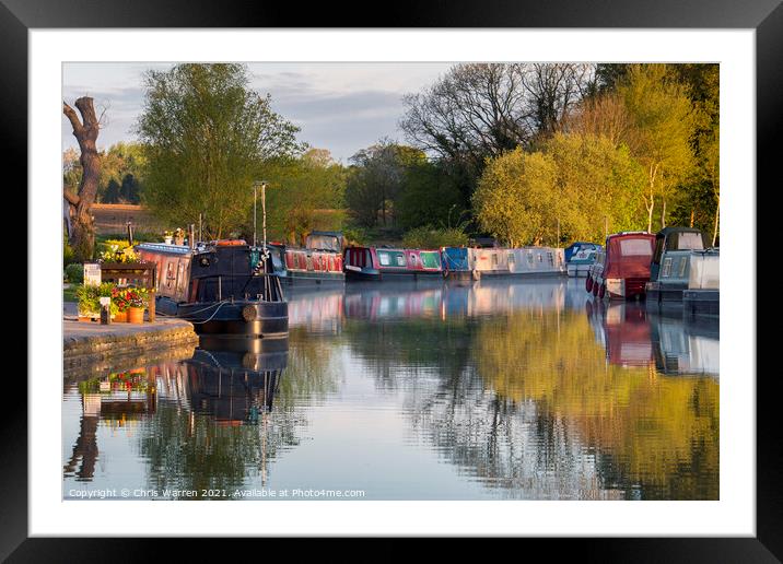 Early morning on the Oxford Canal Oxfordshire Framed Mounted Print by Chris Warren
