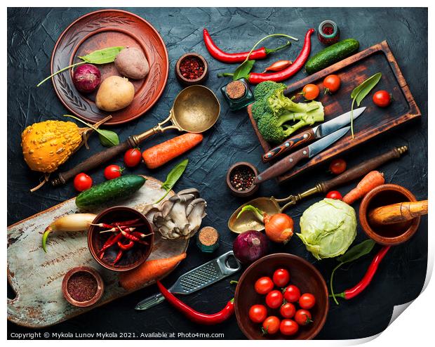 Assortment of fresh vegetables Print by Mykola Lunov Mykola