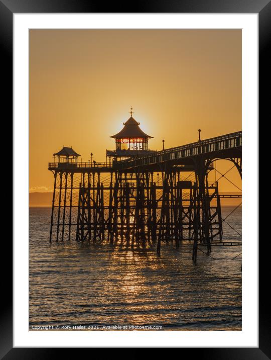 Clevedon Pier at Sunset Framed Mounted Print by Rory Hailes