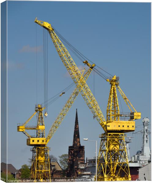 Cammell Laird's Yellow Cranes Canvas Print by Bernard Rose Photography