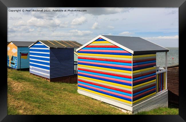 Colourful Beach Huts in Whitstable Kent Framed Print by Pearl Bucknall