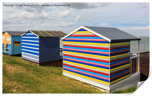 Colourful Beach Huts in Whitstable Kent Print by Pearl Bucknall