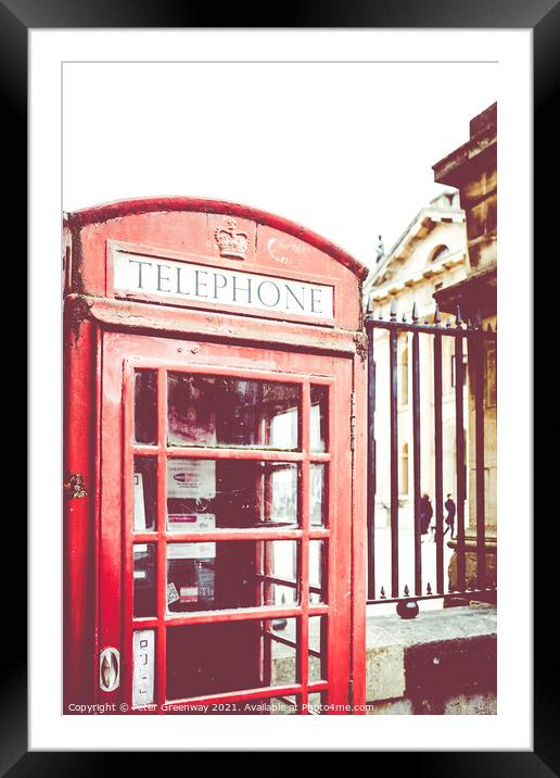 Red Telephone Box Outside The Shaldonian Theatre,  Framed Mounted Print by Peter Greenway