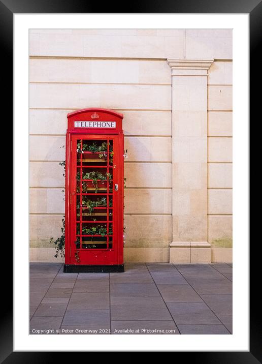 Iconic Red Telephone Box In Bath ( Decorated ) Framed Mounted Print by Peter Greenway