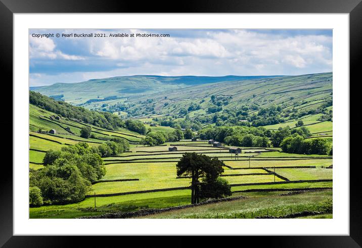 Barns and Walls in Upper Swaledale Yorkshire Dales Framed Mounted Print by Pearl Bucknall
