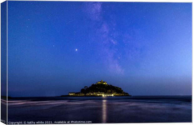 milkyway over St.michael mount,Milky Way, Canvas Print by kathy white