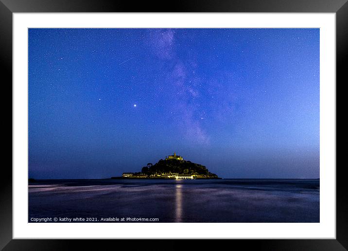 milkyway over St.michael mount,Milky Way, Framed Mounted Print by kathy white