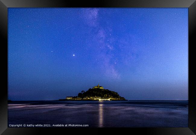 milkyway over St.michael mount,Milky Way, Framed Print by kathy white