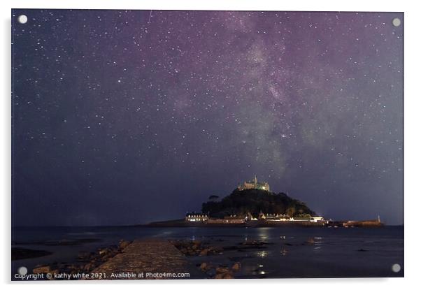 Majestic Milky Way over St Michaels Mount Acrylic by kathy white