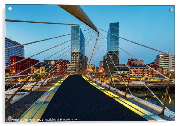 The Zubizuri Bridge in Bilbao Acrylic by Jim Monk