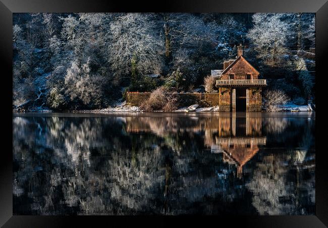 Winter Boat House Framed Print by Brett Trafford
