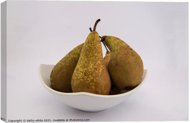Fresh pears fruit Canvas Print by kathy white