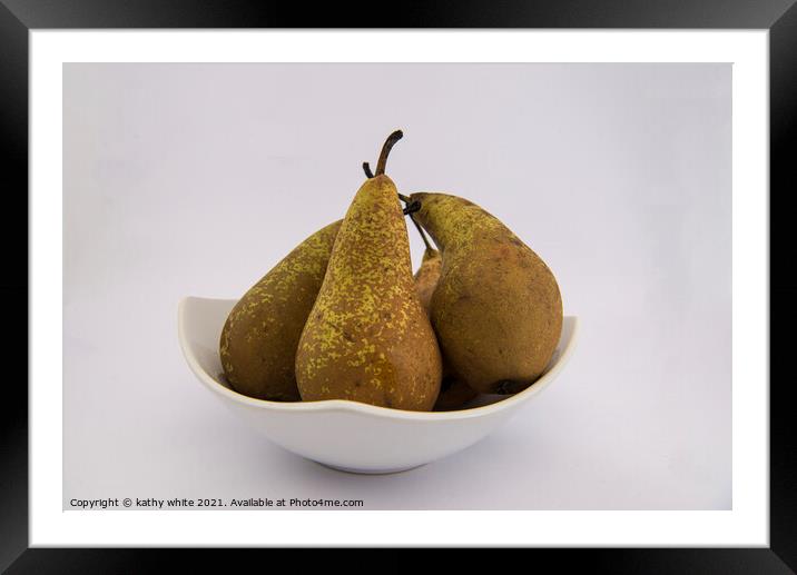 Fresh pears fruit Framed Mounted Print by kathy white
