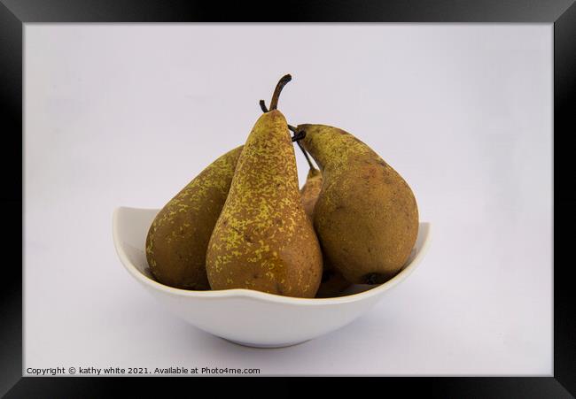 Fresh pears fruit Framed Print by kathy white