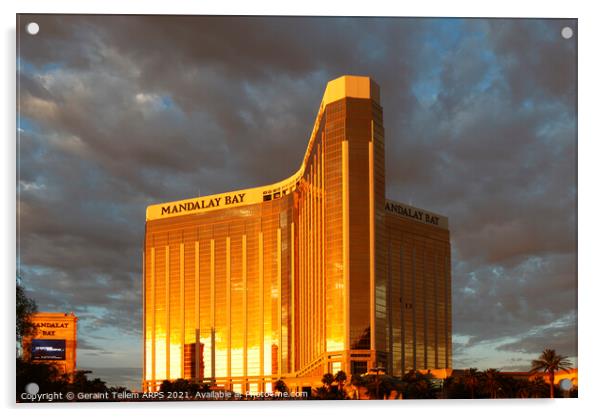 Mandalay Bay Hotel and Casino, Las Vegas, Nevada,  Acrylic by Geraint Tellem ARPS