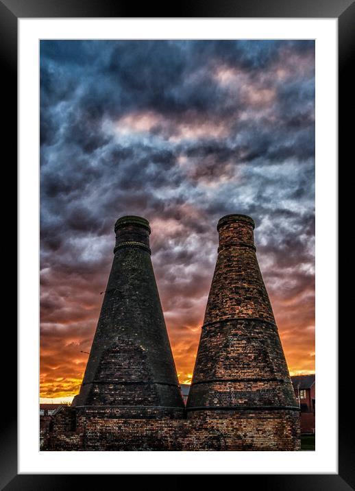 Bottle Kilns at sunset Framed Mounted Print by Brett Trafford