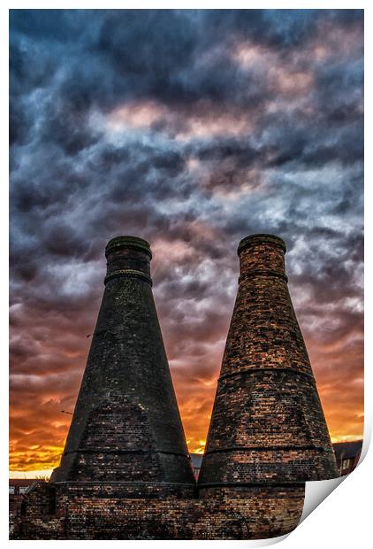 Bottle Kilns at sunset Print by Brett Trafford