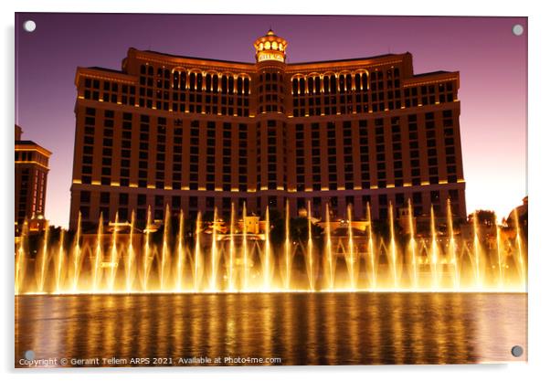 Fountains outside Bellagio Hotel, Las Vegas, Nevada, USA Acrylic by Geraint Tellem ARPS
