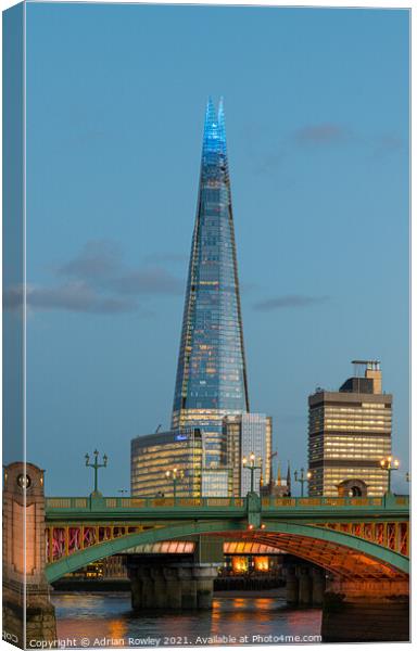 The Shard at blue hour Canvas Print by Adrian Rowley