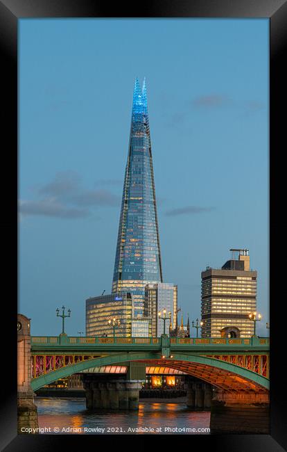The Shard at blue hour Framed Print by Adrian Rowley