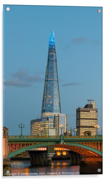 The Shard at blue hour Acrylic by Adrian Rowley