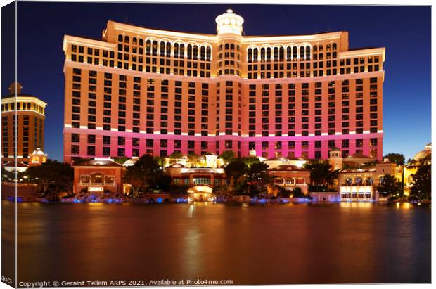 Bellagio Hotel at night, Las Vegas, Nevada, USA Canvas Print by Geraint Tellem ARPS