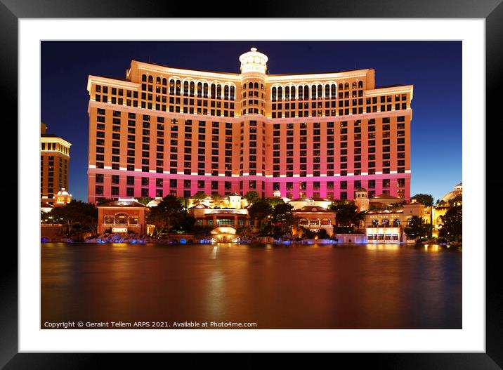 Bellagio Hotel at night, Las Vegas, Nevada, USA Framed Mounted Print by Geraint Tellem ARPS