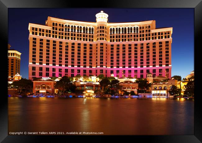 Bellagio Hotel at night, Las Vegas, Nevada, USA Framed Print by Geraint Tellem ARPS