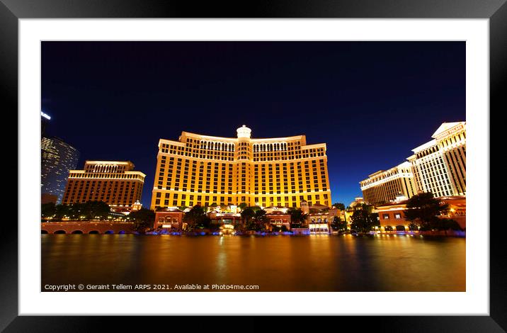 Bellagio Hotel at night, Las Vegas, Nevada, USA Framed Mounted Print by Geraint Tellem ARPS